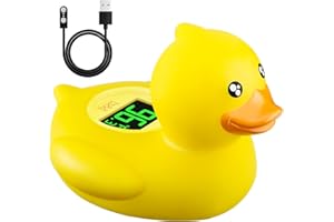 b&h Rechargeable Baby Bath Thermometer, Digital Shower Thermometer for Infant Bathtub and Room, Upgraded Turn Off Function, Fast Temperature Reading, Safety Newborn Floating Bath Toy (Baby Duck)