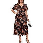 TIYOMI Plus Size Velvet Dress for Women Formal Cocktail Satin Dresses for Wedding Guest XL-5XL (14W-28W)