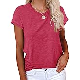 Cicy Bell Women's Short Sleeve Shirts Crewneck Loose Casual Summer Basic Tees Tops