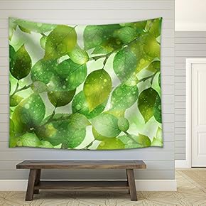 Leaf Fresh Green Background - Fabric Wall Tapestry Home Decor - 51x60 inches