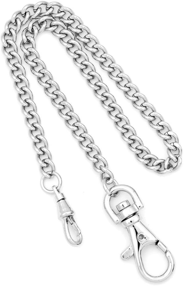 Charles Hubert Stainless Steel 14.5in Pocket Watch Chain w/IP-plated Clasps