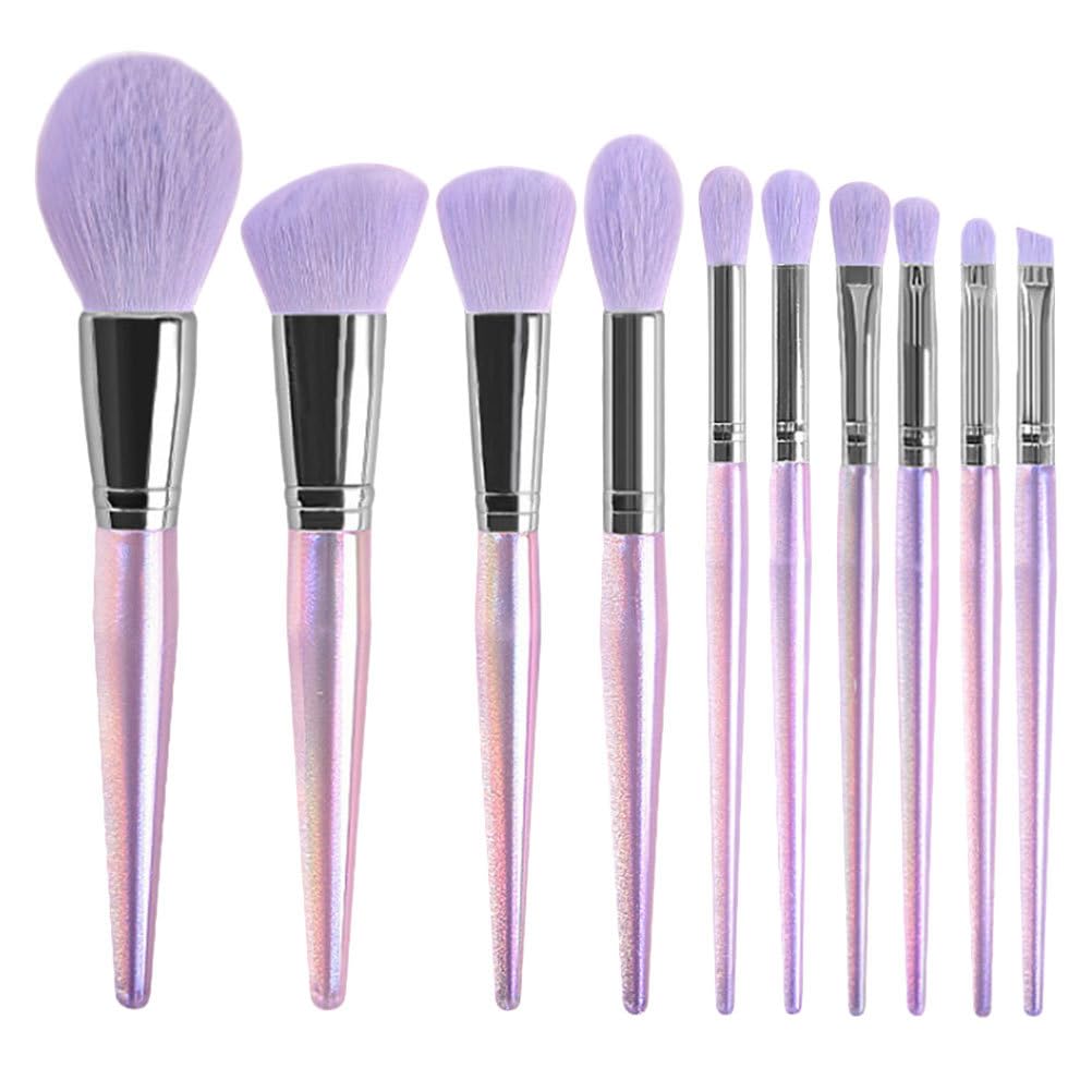 minkissy 10Pcs Purple Makeup Brush Set, Soft Synthetic Fiber Brushes for Foundation, Powder, Blush, Eyeshadow Make up Brushes for Women Travel Home Use (Purple)