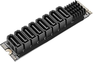 EBTOOLS M.2 to SATA Adapter, 8 Ports PCIe 3.0 X2 with 16Gbps Bandwidth, Converts M.2 Key to 8 Serial ATA 3.0 Ports, Supports 