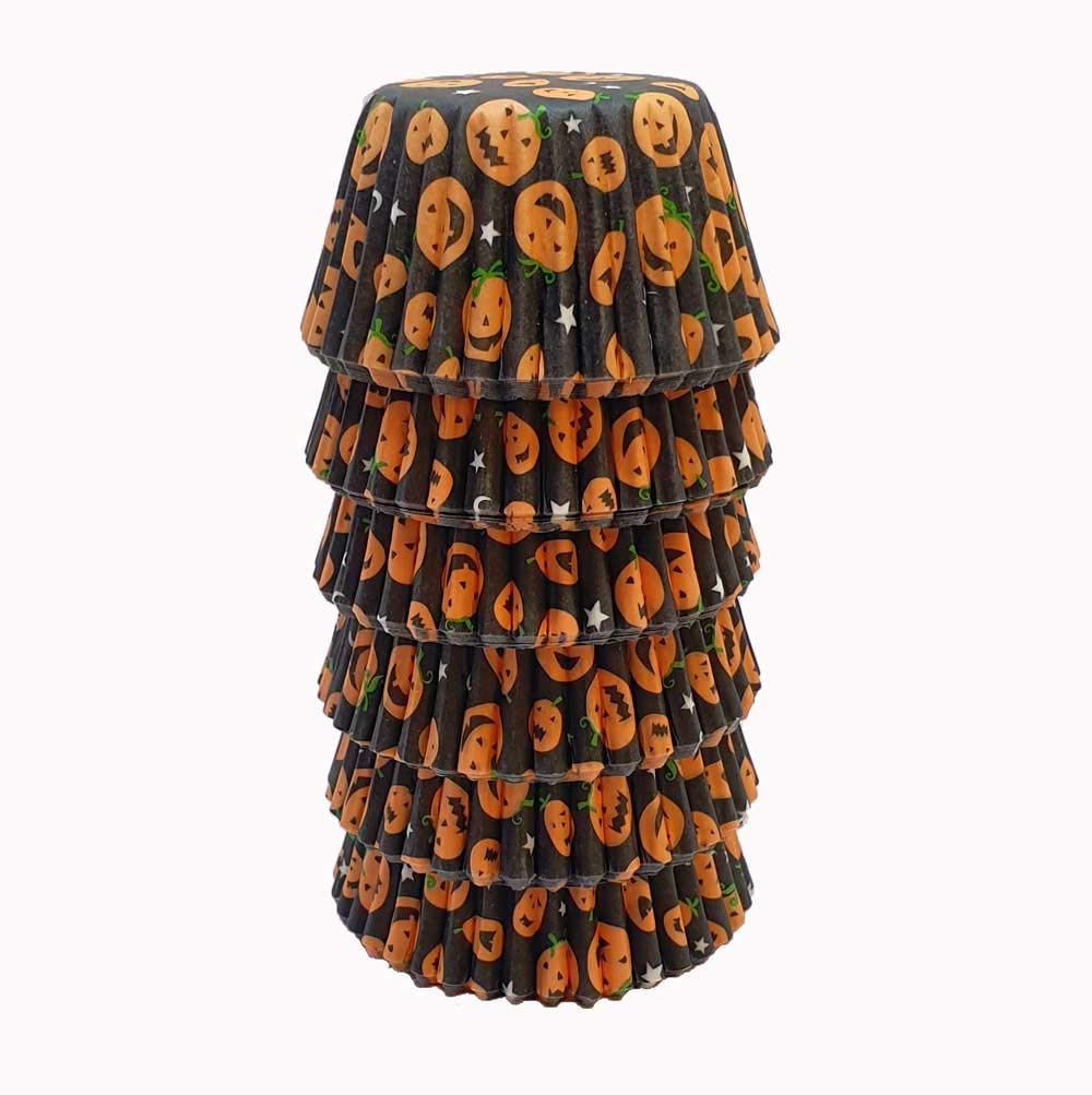 Scrumptious! - Halloween Mini Muffin Cases - Pumpkin Baking Cases - 150 Greaseproof Paper Spooky Mini Cupcake Cases - for Halloween and Autumn Themed Party Cakes, Bakes and Sweets