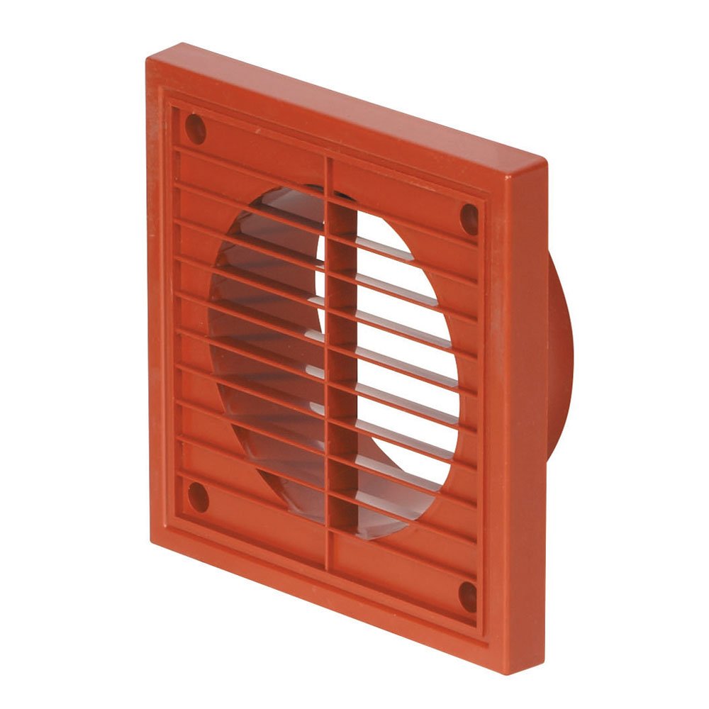 Airflow® External Wall Vent Cover – Terracotta Plastic Grille for 125mm / 5" Ducting – Weatherproof Air Outlet – 187mm x 187mm