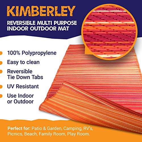 OUTBACK BLUE Indoor Outdoor Rug 4x6 ft Reversible, Easy Care