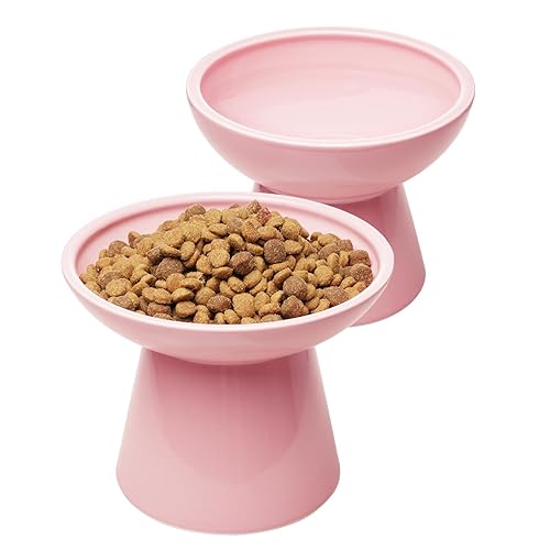 CEEFU Extra Wide Elevated Cat Food Bowl, Ceramic Cat Bowls for