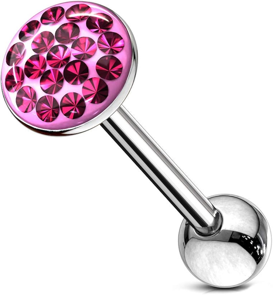 PunkJewelry Tongue Piercing, 316L Surgical Steel, Colour Pink Amazon