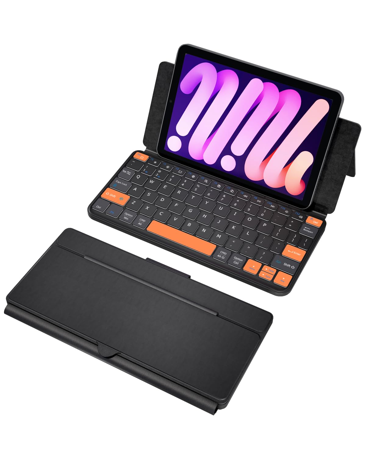 Photo 1 of Universal Travel Keyboard Plus, New Dual Bluetooth Portable Keypad with 7-Color Backlit & Any-Angle Stand, Wireless Tablet Keyboard for iPad/Z Fold/Galaxy Tabs/Phones, Keypad for iOS/Android/Windows