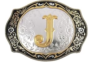 HUABOLA CALYN Western Belt Buckle Initial Letters ABCDMRJ to Z Cowboy Rodeo Small Gold Belt Buckles for Men Women