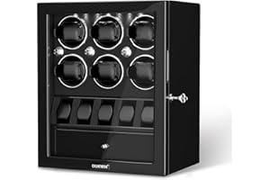 DUKWIN Watch Winder for 4/6/8 Automatic Watches, Lockable Winders with Watch Holders and Jewelry Storage, Super Quiet Motor with High-Gloss Finish, Built-in Illumination