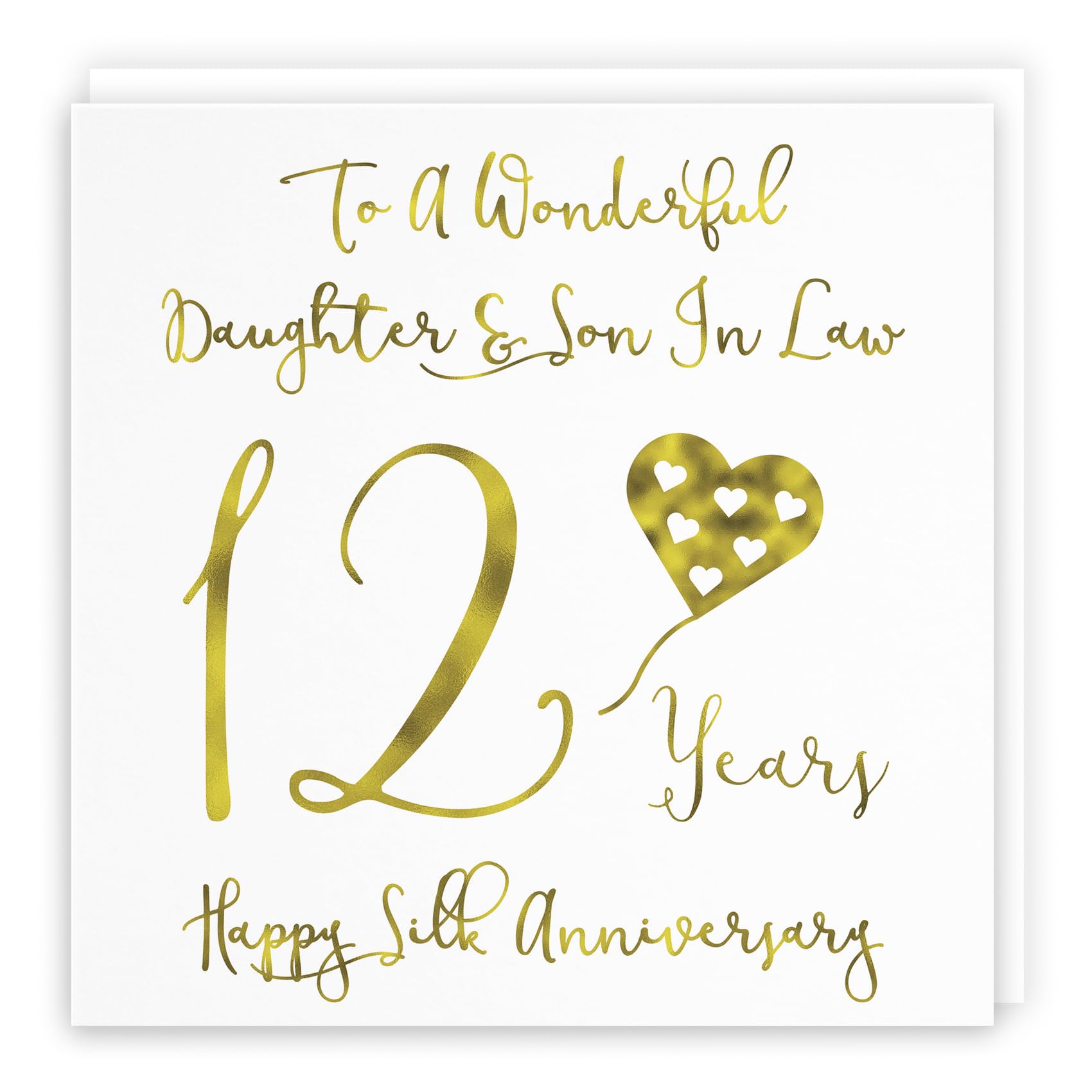 Hunts England - Large Daughter And Son In Law 12th Anniversary Card - To A Wonderful Daughter & Son In Law - 12 Years - Happy Silk Anniversary - Milano Collection - Large - 210 x 210 mm — image 1