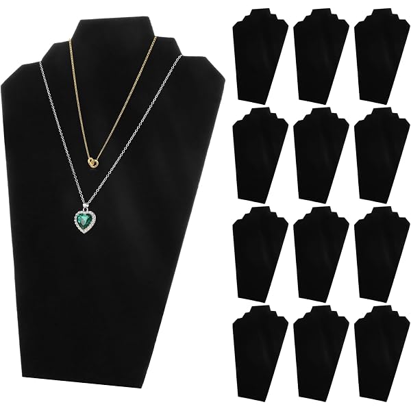 24-Pack Black Velvet Necklace Display Stands - Jewelry Showcase For Selling, With Reinforced Back