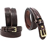 CHALLENGER Mens Western Ranger Belt Leather Basket Weave Tooled Black Tan Brown 26RAA90BasketWeave
