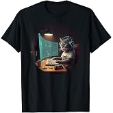 Cat Computer Science Nerd Tech Coding Gaming Programmer T-Shirt