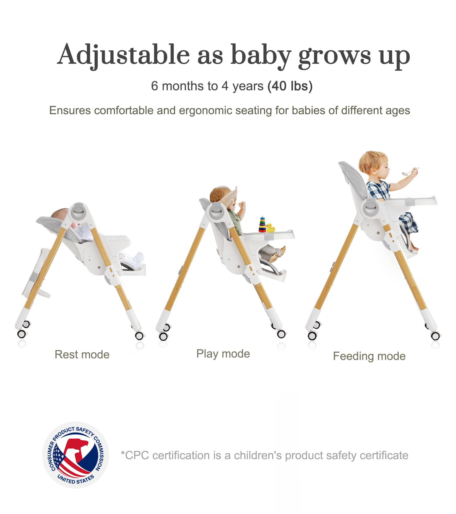 Mallify Convertible High Chairs for Babies and Toddlers, Height Adjustable Baby High Chair, High Chair with Removable Tray, Adjustable Backrest, Portable Baby Dinning Chair with Lockable Wheels