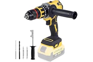 DEROLT Cordless Hammer Drill for Dewalt 20V MAX Battery Brushless, Compact Impact Driver, Cordless 1/2" Hammer Drill Driver with Variable Speed, Handlebar for Home Improvement, Woodworking, Metal(Tool Only)