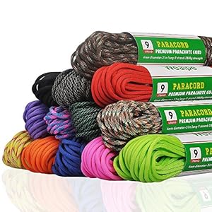 Wealpe パラコード 9芯 パラシュートコード 4mm テント ロープ 31m ガイロープ 耐荷重 280kg