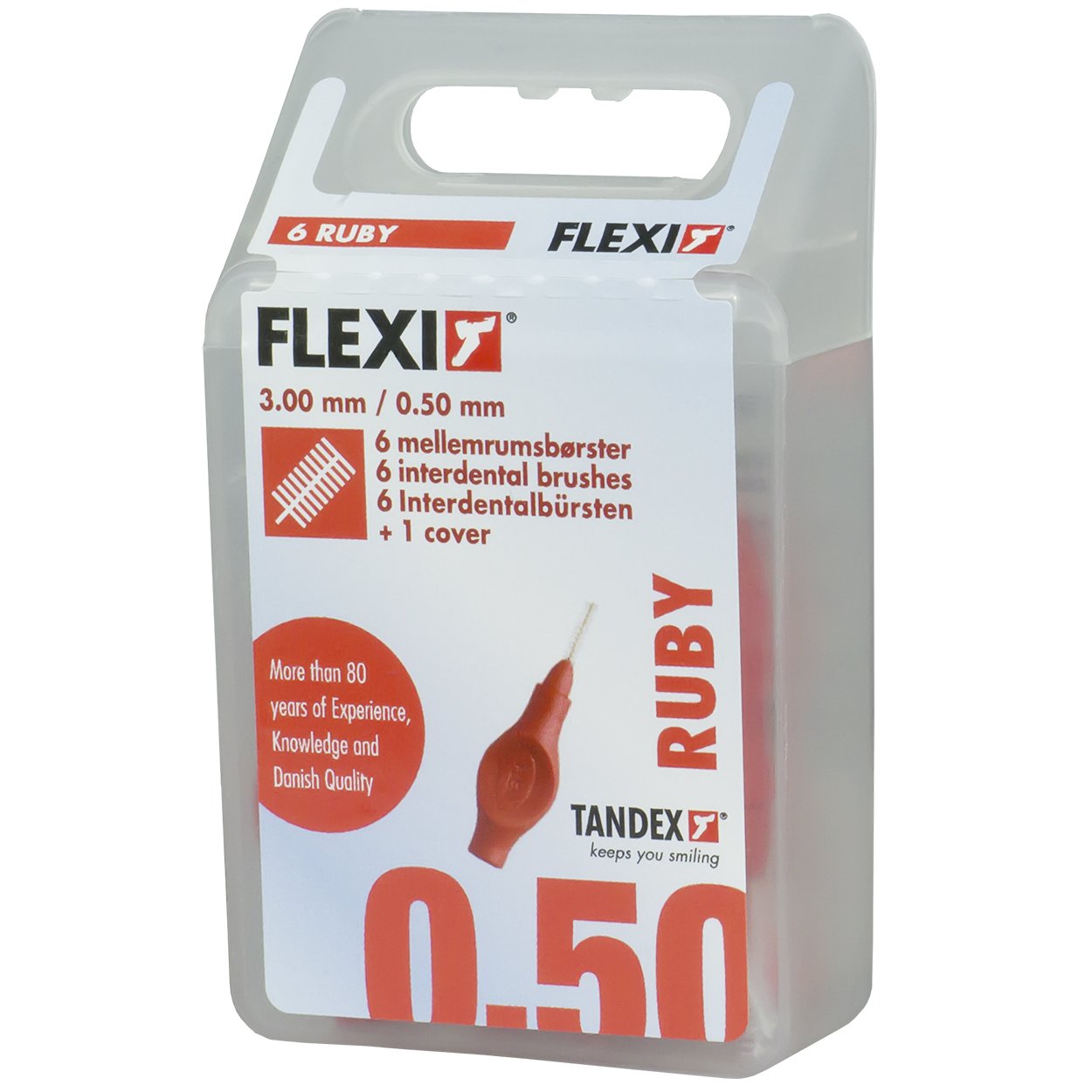 Tandex Flexi Interdental Brushes Pack of 6 Red 0.50 mm Value Pack (3 x 6 Pieces)