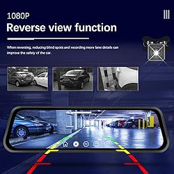 CAMECHO 9.66" Mirror Dash Cam Rear View Mirror