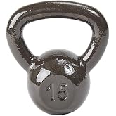 Signature Fitness All-Purpose Solid Cast Iron Kettlebell, 15 Pounds