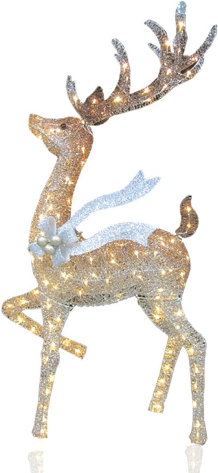 60“ LED Deer Light Standing Lighted Deer for Christmas, Outdoor, Home, Yard Decoration (Warm White, 120 Lights)