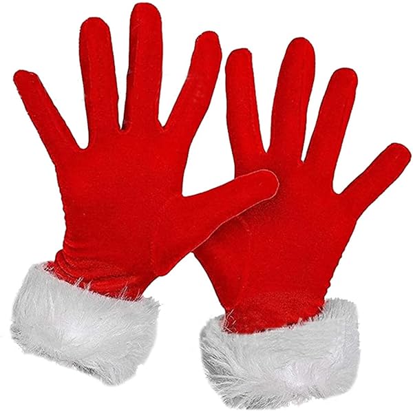 ハロウィン割引 聖誕限定手袋  Christmas Mitten Amazon.com: Red Christmas Santa Gloves - Mrs Claus Costume for