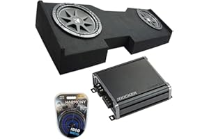 American Sound Connection Kicker Bundle Compatible with 2014-2018 Chevy Silverado Crew Cab 43C124 Dual 12" Loaded Sub Box Enclosure with 46CXA8001 Amplifier
