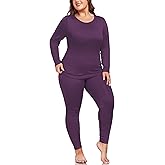 ForHailey Women's Plus Size Thermal Sets for Women Underwear Long Johns Long Sleeve Base Layer Top and Bottom Sets XL-5XL