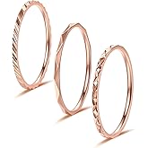 KAZITSAN 1mm 3pc Women Men Stainless Steel Rings fashion Plain Band Knuckle Stacking Midi Rings Silver/Rose Gold Wedding Band Comfort Fit