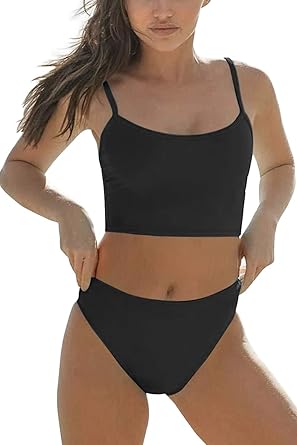 black crop top swimsuit