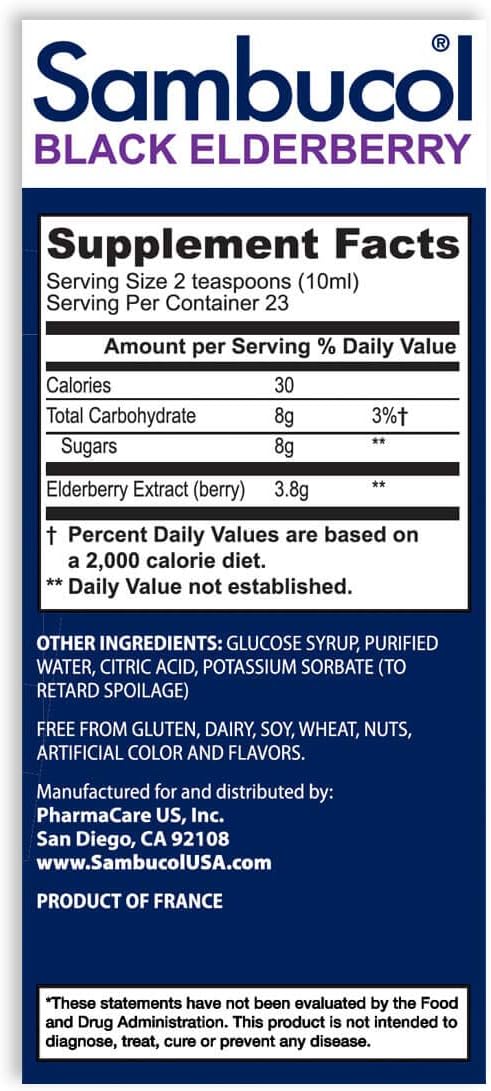 Sambucol Black Elderberry Syrup Original Formula, 7.8 Ounce Bottle: Health & Personal Care