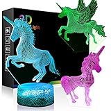 Unicorn Night Light w/ 3 Different Unicorn Style, Ticent 3D Illusion Lamp 7 Color Changing with Remote - A Great Toddler Girl Boy Gifts