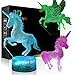 Unicorn Night Light w/ 3 Different Unicorn Style, Ticent 3D Illusion Lamp 7 Color Changing with Remote - A Great Toddler Girl Boy Gifts