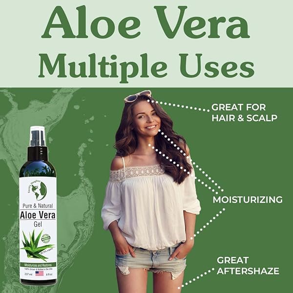 EARTH’S DAUGHTER PREMIUM ORGANIC ALOE VERA GEL FROM FRESH CUT 100% PURE ORGANIC ALOE LEAVES – TOPQUALITY FAST ABSORBING FOR FACE, SKIN, HAIR & BODY – VEGAN, UNSCENTED, NATURAL – 8 OZ USA MADE