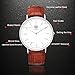 AIBI Slim and Big face Watches with Brown Bands for Men and Women Clearance Light Brown Leather Strap Easy to Read 3ATM Waterproof with Egg White Face