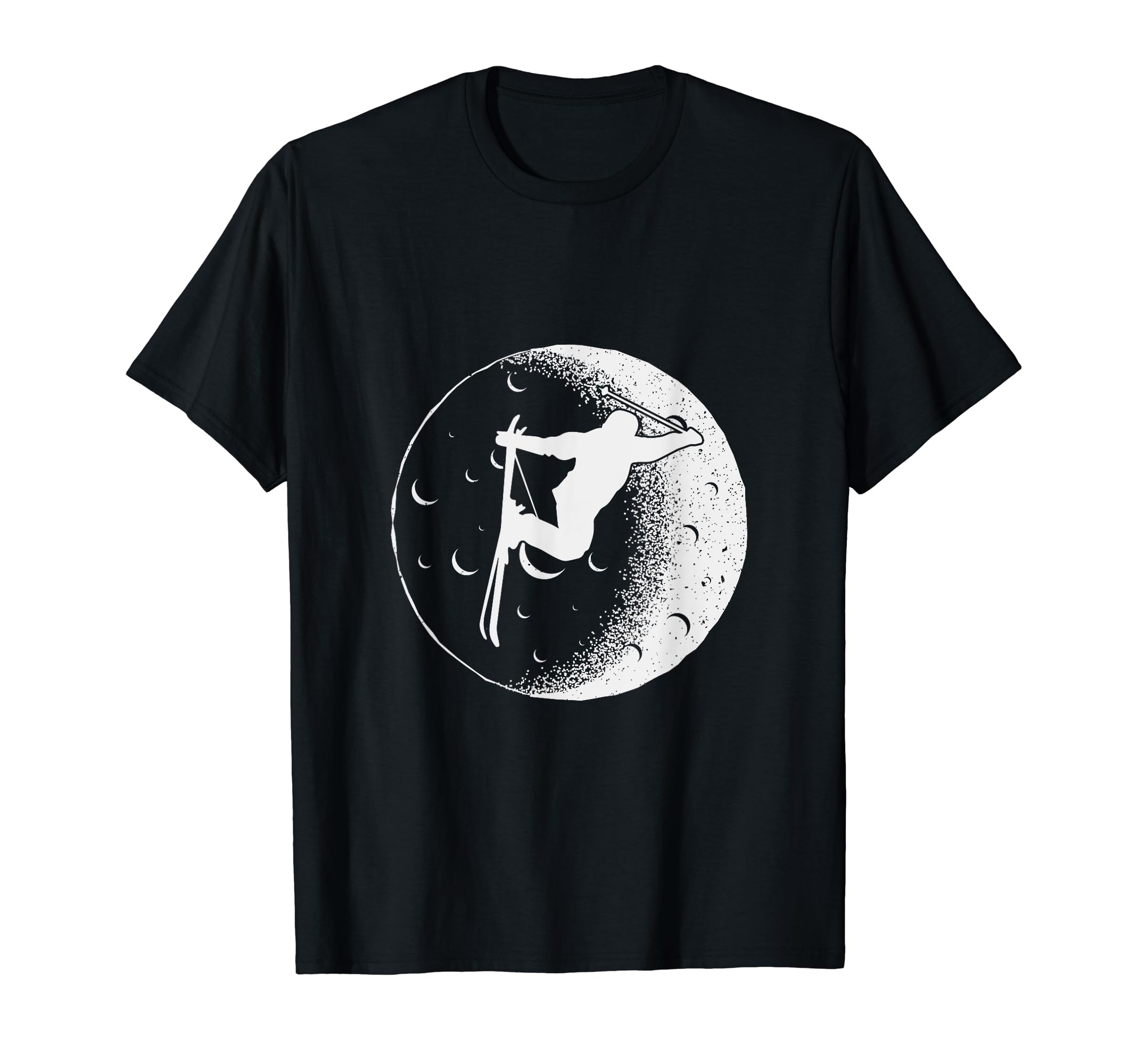 Moon Ski Jumper Skiing Skies Mountains Nature Sporty Snow T-Shirt
