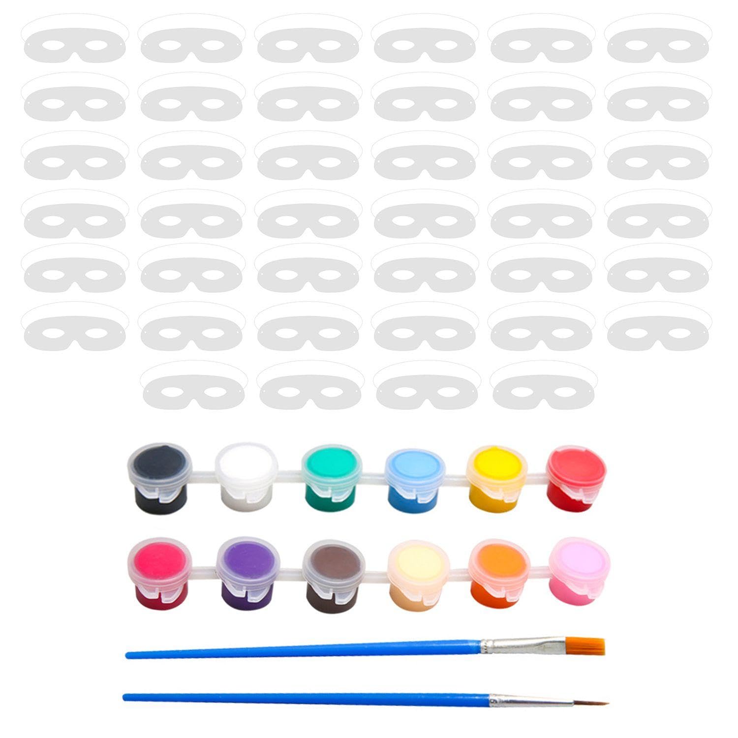 LSYYSL 40 Pieces Blank Masks And 1 Set Of Brush Paints, Diy Mask Materials, Paper Masks For Kids, Prom Mask Making