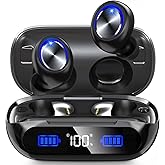 Bluetooth Earbuds Wireless 200Hrs Playback, IPX7 Waterproof, Noise Canceling LED Power Display Earphones with Charging Case, in-Ear, Headphones with Mic for Phone Smart TV Laptop Computer Android iOS