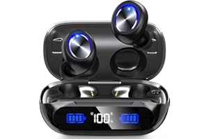 Bluetooth Earbuds Wireless 200Hrs Playback, IPX7 Waterproof, Noise Canceling LED Power Display Earphones with Charging Case, 