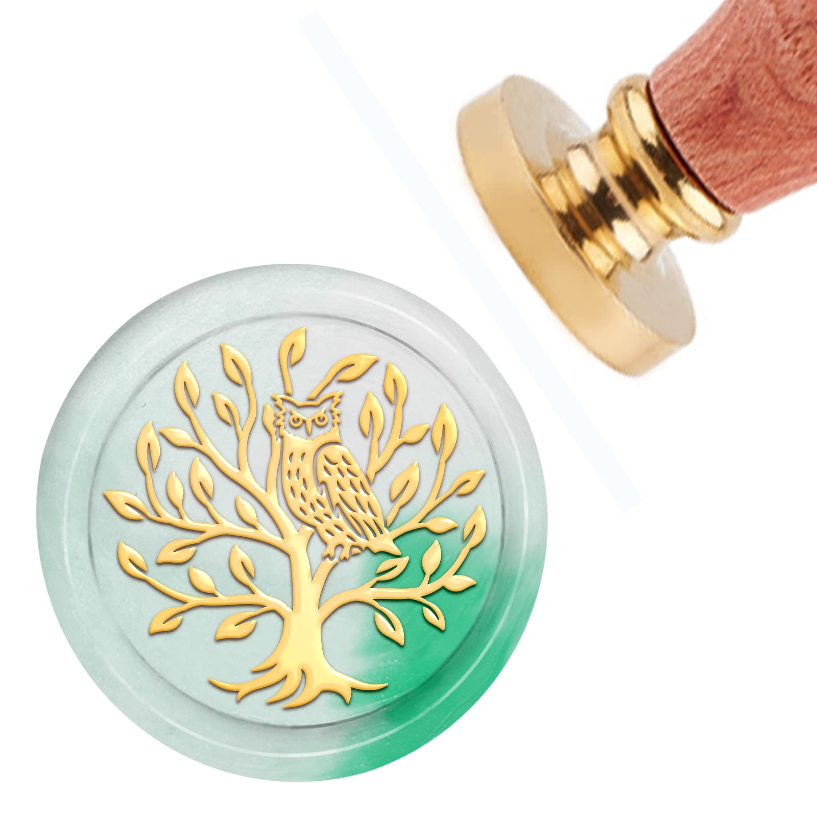 CRASPIRE Wax Seal Stamp Tree Of Life Vintage Sealing Wax Stamps Owl 30mm Removable Brass Head Sealing Stamp with Wooden Handle for Wedding Invitations Day Gift Wrap