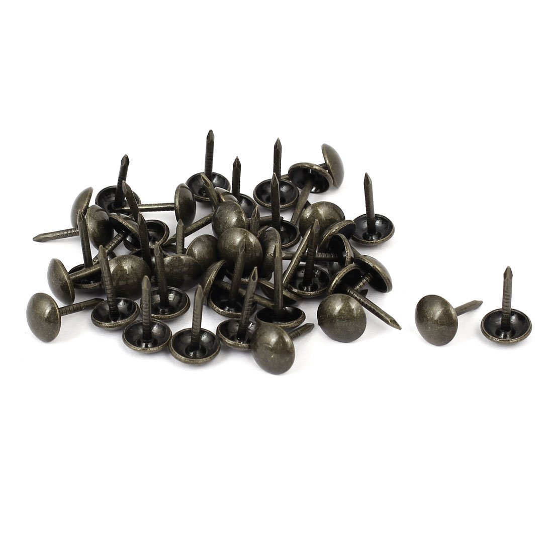 sourcingmap Leather Sofa 8mm x 15mm Round Head Upholstery Tack Nail Bronze Tone 45pcs
