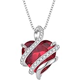 STARCHENIE Heart Birthstone Necklace 925 Sterling Silver Infinity Love Pendant Necklace Jewelry for Women