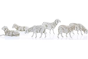 Moranduzzo 6 Assorted Sheep for Nativity Scene of 3 Inch Scale 1:22 - Unbreakable Nativity Figures - Hand-Finished Painting, Official Product, Made in Italy, Sculptor M. Landi