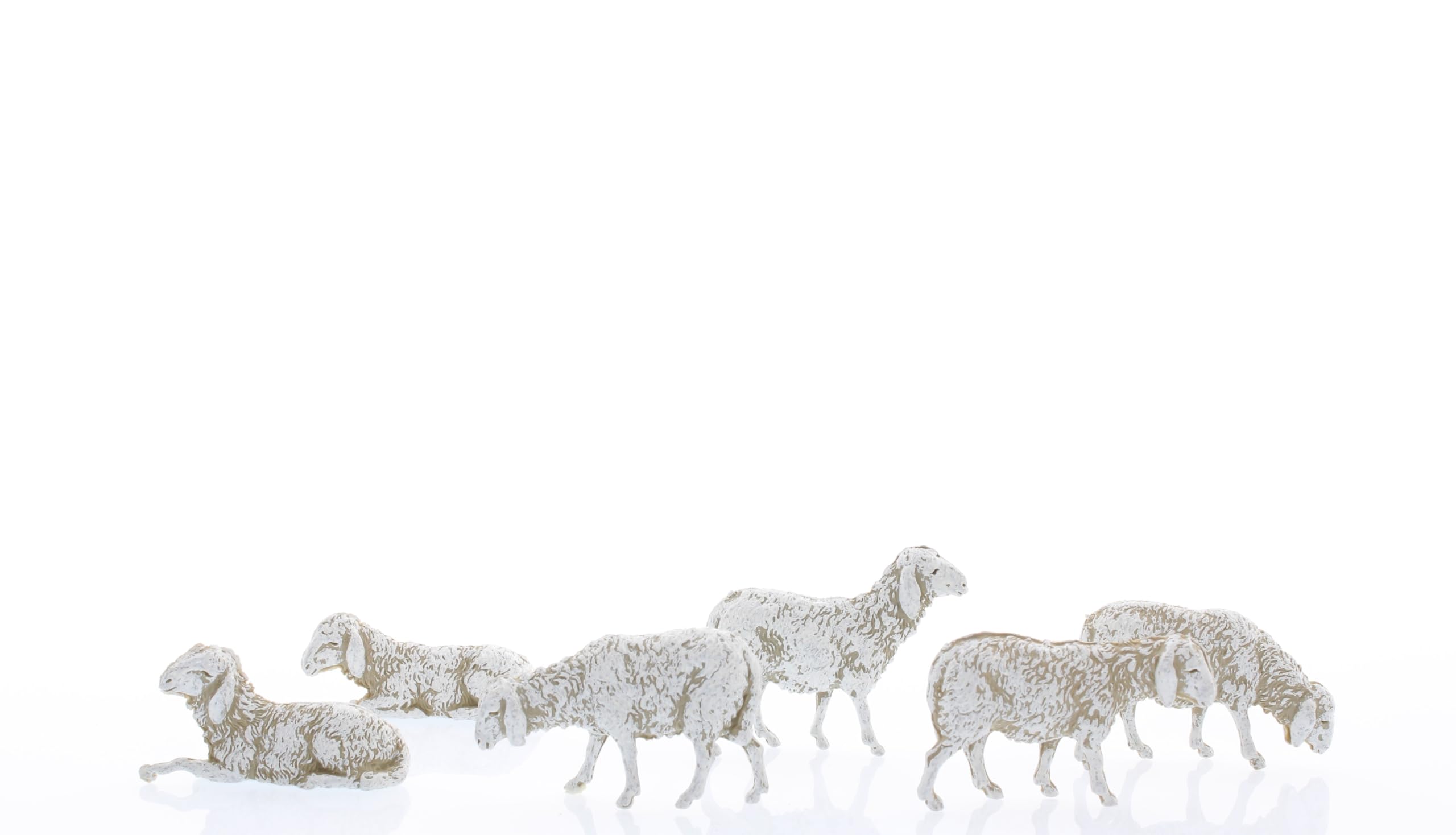 Moranduzzo Pack of 6 Sheep for Nativity Scene – Sheep Higher 2.8 cm – Hand-Finished Painting, Made in Italy, Sculptor M. Landi (6 Sheep for 8 cm Nativity Scene – 1:22 Scale)