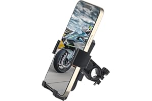 SAICOOS Motorcycle and Bike Phone Mount - Bicycle Cell Phone Holder - Handlebar Phone Mount - One Click Automatic Lock, 720 Degree Rotation, High-Strength ABS Material (Holder)