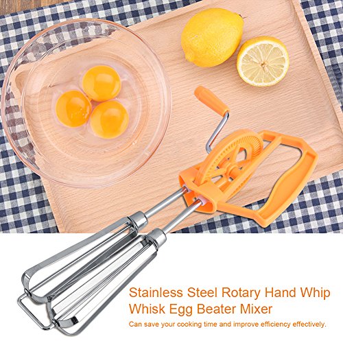 Hand Whisk Egg Beater, Easy Use Egg Mixer with Stainless Crank and Plastic Handle Durable and Safe for Kitchen Cooking Whipping Tool(Orange)