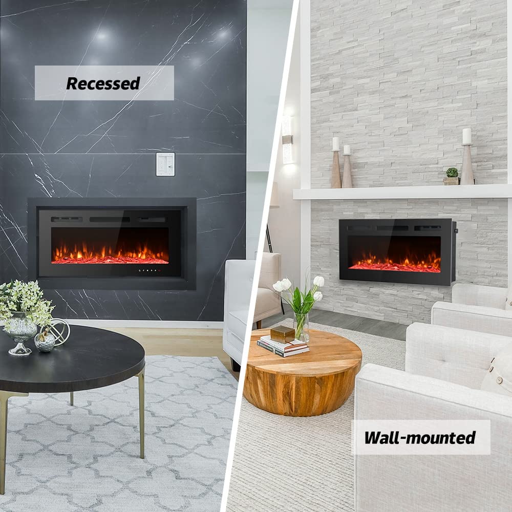 Maxhonor Chimenea Eléctrica Insertos Calentador Independiente para La Sala De Estar Chimenea Flotante con 12 Colores LED con Leños y Piedras, Calentadores Espaciales para Uso Interior, 1500W/750W,Negro,40inch Maxhonor Chimenea Eléctrica Insertos Calentador Independiente para La Sala De Estar Chimenea Flotante con 12 Colores LED con Leños y Piedras, Calentadores Espaciales para Uso Interior, 1500W/750W,Negro,40inch