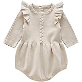 OBEEII Newborn Baby Girl Sweater Romper Infant Toddler Long Sleeve Knit Romper Sweater Jumpsuit Fall Winter Outfit