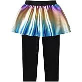 DXTON Toddler Girls Tutu Leggings with Skirt Stretchy Ruffle Capri Footless Skirted Pant Birthday Party for Kids 3-10 Years